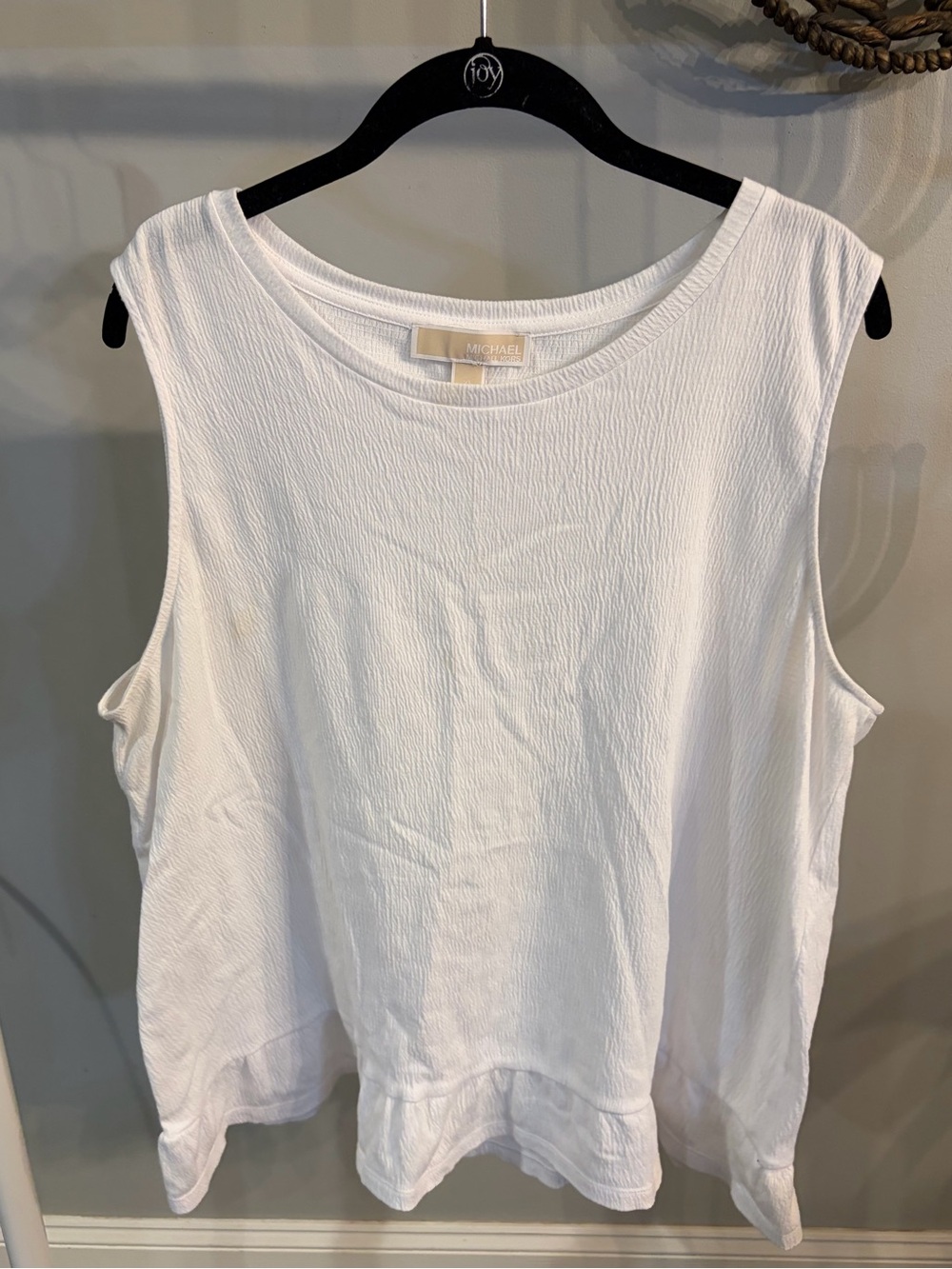 Michael Kors White Sleeveless peplum Textured Tank Top size XL